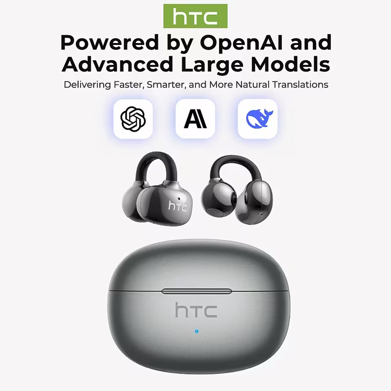 1pc HTC NE55 AI Translation Earbuds Real-time Translation Headphones OWS Open-Ear Wireless Headphones, Latest BT V6.0, Noise Reduction Clear Call, 6.5 Hours Music Long Battery Life, Big speaker Big Volume - Local Store Product Gallery Image